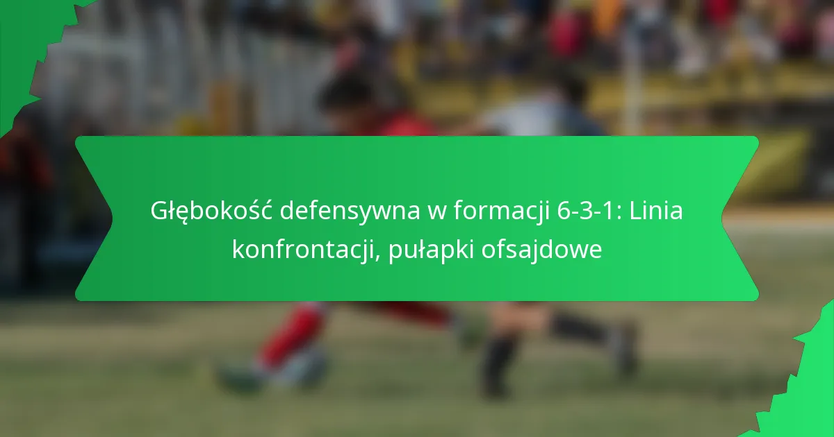 Głębokość defensywna w formacji 6-3-1: linia konfrontacji, pułapki ofsajdowe