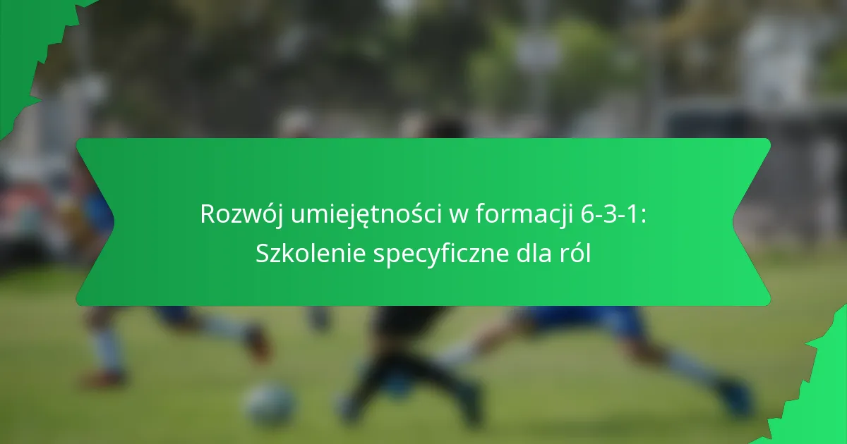 Rozwój umiejętności w formacji 6-3-1: trening specyficzny dla ról