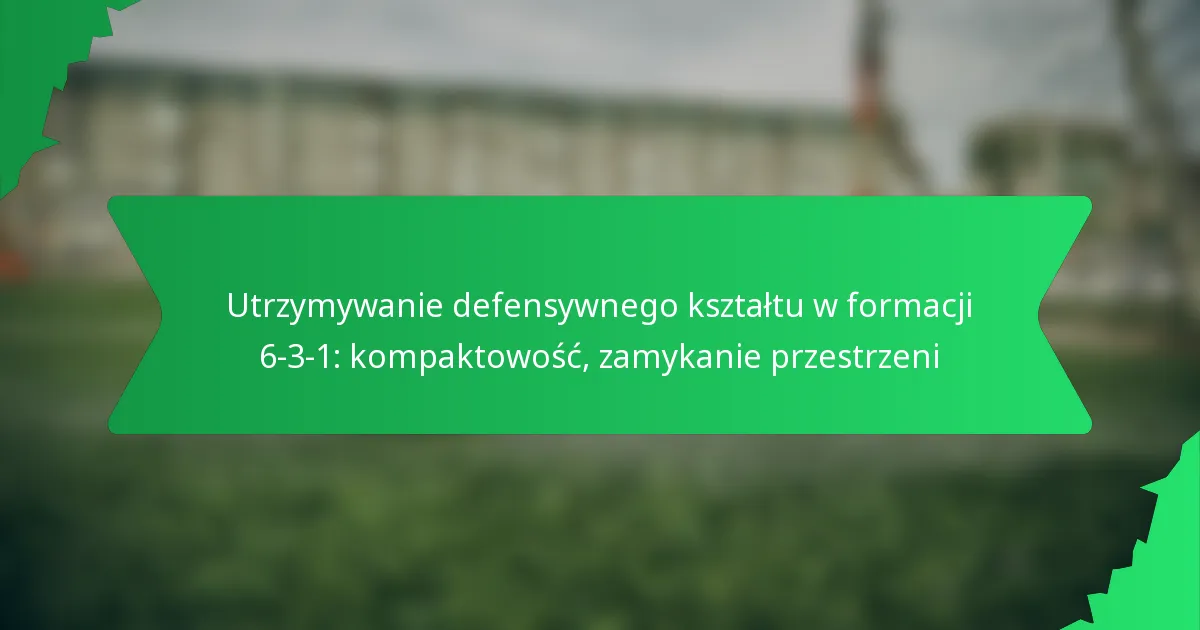 Utrzymywanie defensywnego ustawienia w formacji 6-3-1: kompaktowość, zamykanie przestrzeni