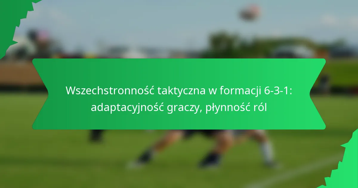 Wszechstronność taktyczna w formacji 6-3-1: adaptacja graczy, płynność ról